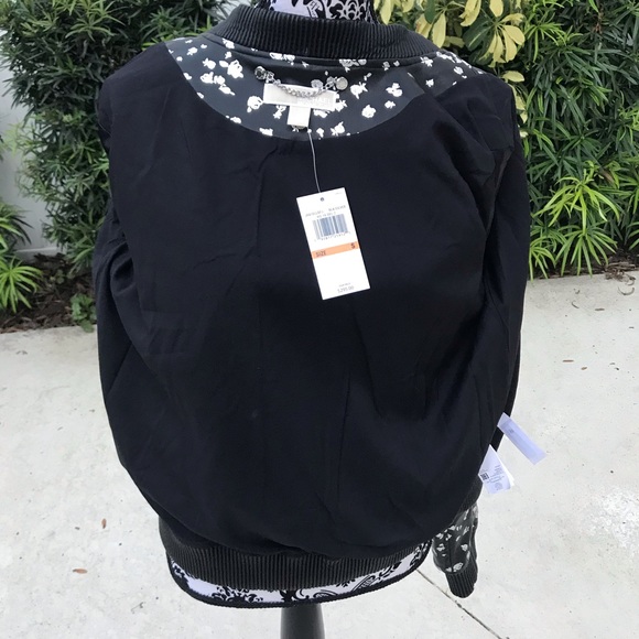Michael Kors Jacket Black Silver Roses🌹W AUTHENT - Picture 5 of 8